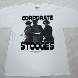 1996 The Three Stooges Corporate White Short Sleeve Shirt Single Stitch Vintage